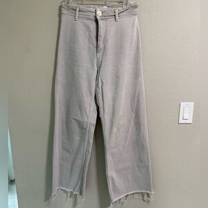 Zara Marine Straight Light Gray Raw Hem Jeans US 6